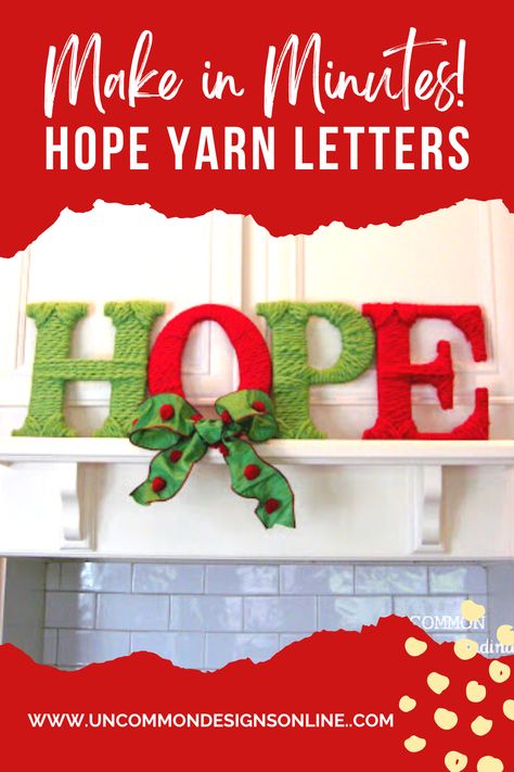 If you're looking for a fun and easy way to add a personal touch to your holiday decor, then you'll love these HOPE Yarn Letters! Each letter is made of soft and durable yarn, making them perfect to use year after year! And best of all, each letter is completely unique, so you can create a one-of-a-kind Christmas decoration that is sure to stand out. Easter Egg Decorating Party, Yarn Wrapped Letters, Yarn Letters, Whimsical Christmas Decor, Paper Mache Letters, Diy Paper Flowers, Yarn Making, Craft Video, Flowers Craft