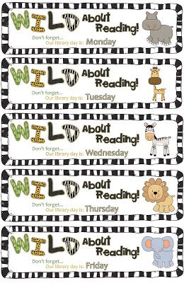 I'm All Booked: Library Lesson: Wild about Books! Wild About Reading, School Library Lessons, Library Rules, Library Bookmarks, Kindergarten Library, Library Orientation, Library Signage, Jungle Theme Classroom, Library Lesson Plans