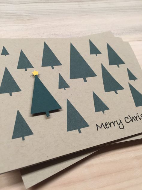 Cards Handmade Christmas, Boxed Holiday Cards, Homemade Holiday Cards, Diy Holiday Cards, Handmade Christmas Cards, Stamped Christmas Cards, Christmas Cards Kids, Boxed Christmas Cards, Merry Christmas Tree