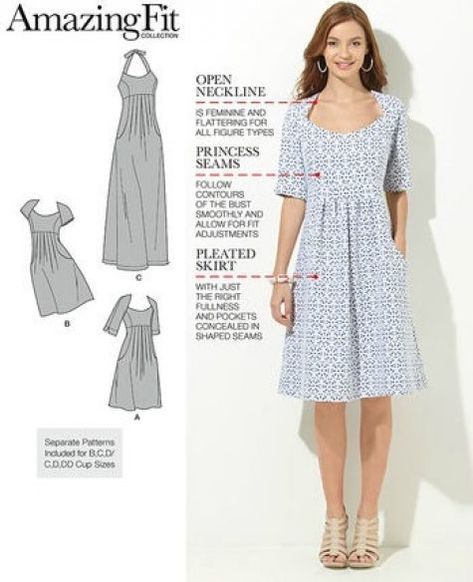 Simplicity: Early Spring 2016 - Threads Fitted Dress Pattern, Plus Size Sewing Patterns, Plus Size Sewing, Simplicity Dress, Kleidung Diy, Miss Dress, Simplicity Sewing, Ropa Diy, Simplicity Sewing Patterns