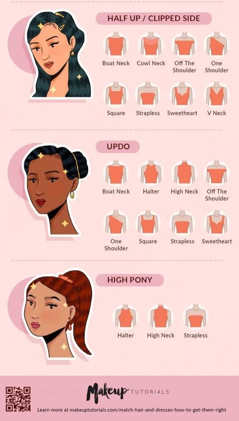 In this prom guide you’ll find ideas of an elegant look for all sorts of special occasions apart from the big night Whether you're rocking a high neck dress or you don't want to worry about your .. Details of Best Prom Hairstyles For High Neck Dresses 15 mal Will Show You, click this link: view details Hairstyles For High Neck Dresses, Neckline Guide, Hairstyle For Prom, Hairstyles Reference, Dressing Table Ideas, Square Neckline Dress, Different Necklines, Strapless Prom Dress, Sheath Wedding