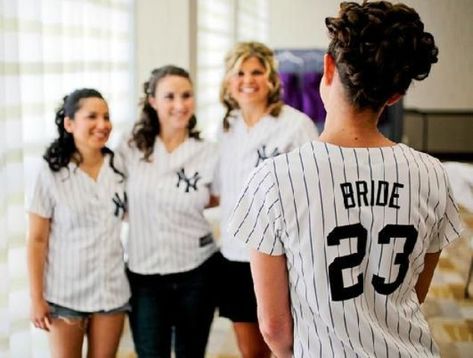 Outfits for baseball bridal shower Wedding Jerseys, Bridesmaids Shirts, Baseball Wedding, Wedding Countdown, Baseball Theme, Yankee Stadium, Future Mrs, Disney Wedding, Wedding Wishes