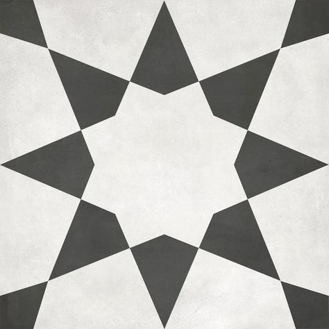 Anatolia Tile Nouveau Nero Starlight Deco 8-in x 8-in Porcelain Floor and Wall Tile (Common: 8-in x 8-in; Actual: 7.87-in x 7.87-in) at Lowes.com Kitchen Color Palettes, Southwest Home, Cement Color, Bath Tiles, Basement Reno, Encaustic Tile, Geometric Tiles, Hexagon Tiles, Accent Tile