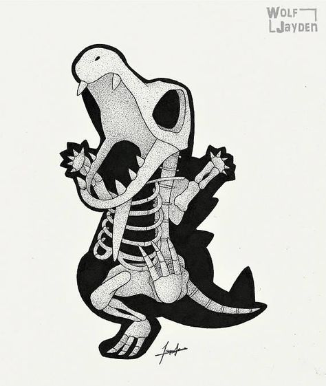 Skeleton Totodile Original Pokemon Video Game Art Print Pokemon Video, Aztec Tattoo Designs, Skeleton Drawings, Pokemon Gif, Pokemon Tattoo, Original Pokemon, Tattoo Project, Bike Art, Hippie Art