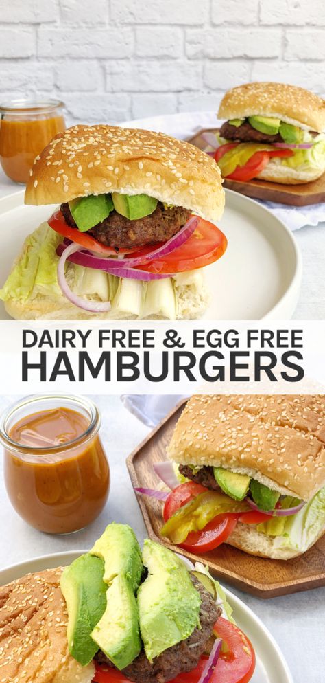 Hamburgers with lettuce, red onion, tomato, avocado, and barbeque mayo Make Hamburger Patties, Best Burger Patty Recipe, Juicy Hamburger Recipe, Hamburger With Egg, Grilled Hamburger Recipes, Perfect Burger Recipe, Homemade Burger Patties, Pork Burgers Recipes, Homemade Hamburger Patties