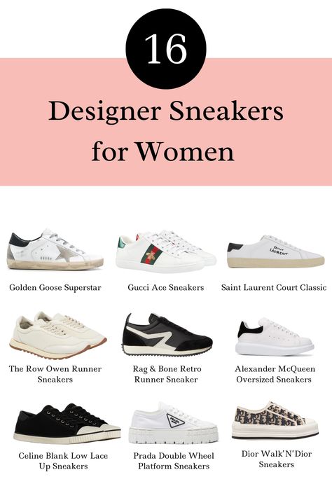 Elevate your footwear collection with our hand-picked selection of the top 16 designer sneakers for women. From fashion-forward styles to timeless classics, we've got your perfect pair to take you from the office to a night out on the town, all while looking fabulous. Luxe Front presents you with a curated list of must-have sneakers that are sure to make you stand out in the crowd. Cool Sneakers Women Fashion, Must Have Shoes For Women Sneakers, Dressy Sneakers Women, Luxury Sneakers Women, Business Sneakers, Designer Sneakers Women, Dressy Sneakers, Elegant Sneakers, Office Sneakers