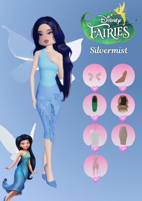 Silvermist Dress To Impress, Dress To Impress Theme Fairy Costume, Dress To Impress Theme Favorite Item, Silvermist Outfit, Dress To Impress Fairy Costume, Disney Fairies Silvermist, Fairy Dress To Impress, Drees To Impress Outfit Idea, Favorite Item Dress To Impress