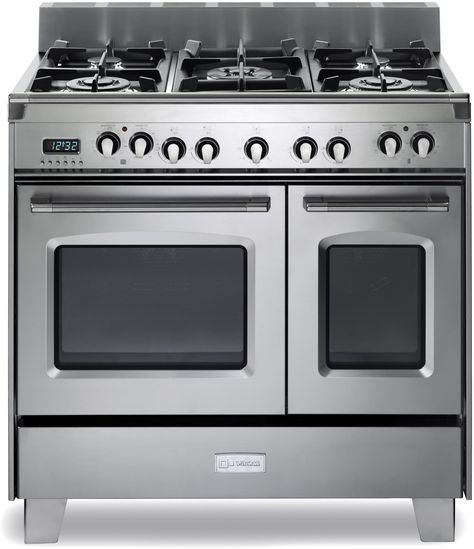 Verona VCLFSGE365DSS 36 Inch Pro-Style Dual-Fuel Range with 5 Sealed Burners, 2.4 cu. ft. European Convection Main Oven, Manual Clean, Digital Clock/Timer, Glide Rack and Storage Drawer: Stainless Steel Double Oven Range, Convection Range, Dual Fuel Range Cookers, Electric Double Oven, Gas Cooker, Kitchen Range, Range Cooker, Oven Range, Electric Stove