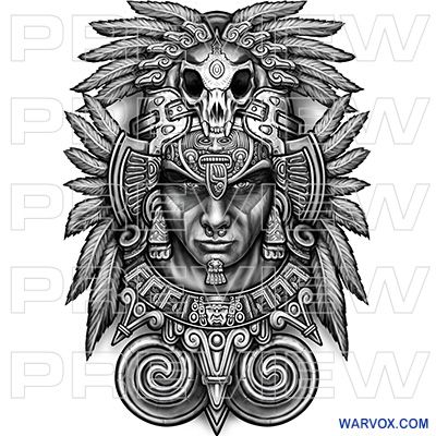 Aztec Warrior Tattoo Sleeve, Aztec Headdress Tattoo, Aztec Neck Tattoo, Shaman Tattoo, Warrior Symbol Tattoo, Maya Tattoo, Aztec Tribe, Aztec Headdress, Warrior Symbols