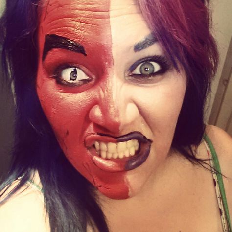 Angel vs. Devil face   Makeup done by me  #half&half #Halloween #makeup #facepaint #evil #loveit Devil Face Makeup, Angel Vs Devil, Devil Face, Vs Angels, Facepaint, Halloween Ideas, Halloween Makeup, Face Paint, Halloween Face