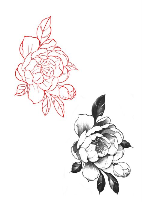 Japanese Style Peony Tattoo, Tattoo Filler Flowers, Hand Peony Tattoo, Peony Stomach Tattoo, Peony Flower Tattoo Stencil, Peony Tattoo Stencil Outline, Peony Sketch Tattoo, Peony Tattoo Neck, Tattoo Designs For Practice