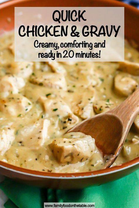 Quick Chicken And Gravy Recipes, Chicken In Gravy Over Mashed Potatoes, Chicken Tenders And Gravy, Mashed Potatoes Chicken And Gravy, Creamy Chicken And Mashed Potatoes Recipes, Creamy Chicken Gravy Recipe, Chicken Gravy Over Mashed Potatoes Recipe, Chicken And Gravy Over Mashed Potatoes Stovetop, Stovetop Chicken And Gravy