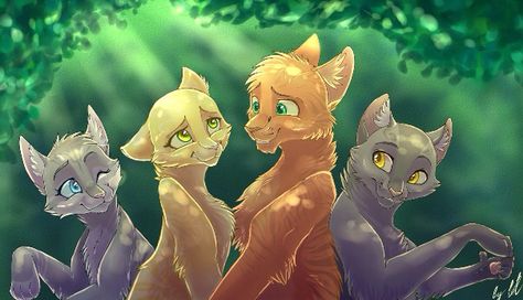 Firestar and sandstorm, silverstream and greystripe Warrior Cat Wallpaper, Warrior Cats Name Generator, Cat Wallpaper Iphone, Wcue Inspiration, Warrior Cat Names, Warrior Cats Series, Warrior Cats Books, Bunny Names, Warrior Cats Fan Art