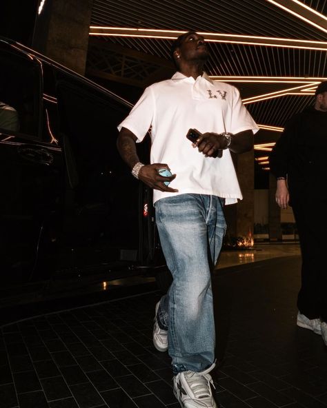 Pusha T Outfit from March 13, 2024 Lv Skate Sneaker, Skate Outfit, Pearl Logo, Pusha T, Rapper Outfits, Patches Shirt, Instagram Outfits, Grey Sneakers, Sneakers Grey