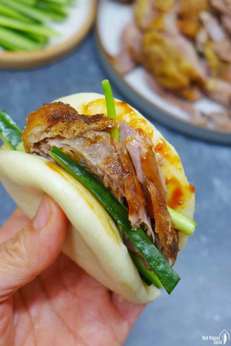 A home cook-friendly recipe for aromatic crispy duck, offering alluring flavors and exceptional tenderness. Perfect for stuffing your favorite buns or pancakes. Bun Bao Recipe, Sunday Sandwiches, Bao Buns Recipe, Small Plates Recipes, Asian Buns, Pork Belly Bao, Crispy Duck, Special Occasion Food, Bao Buns