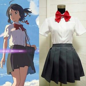 Mitsuha Cosplay, Costume School Uniform, Girly Costumes, Anime Cosplay Ideas, Makoto Shinkai, Easy Cosplay, Anime Cosplay Makeup, New Anime, Korean Casual Outfits