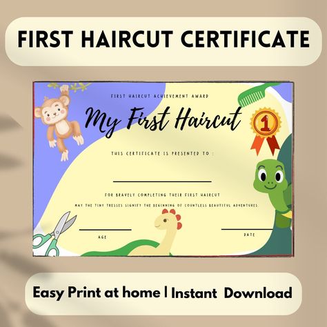 My First Haircut Certificate | Milestone Marker First Haircut Award For Kids Baby Cute | First Haircut Keepsake First Hair Cut Certificate First Haircut Keepsake, First Haircut, Gift For Parents, One Hair, Simple Prints, Pregnancy Tips, Baby Photoshoot, Parent Gifts, Hair Cut