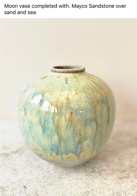 Amaco Palladium Glaze Combinations, Mayco Glaze Abalone Combinations, Celadon Glaze Combinations, Mayco Glaze, Moon Vase, Clay Classes, Celadon Glaze, Glaze Combinations, Glaze Combos