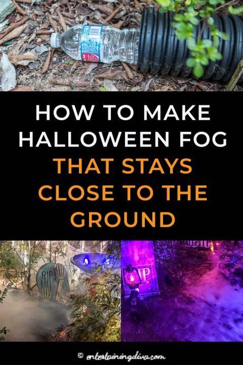 I love using a fog machine to make my outdoor Halloween decorations look spooky. Learn how to make fog stay low to the ground with this easy DIY chiller that can be used with any fog machine...no dry ice required. #entertainingdiva #fog #fogmachine #halloweenfog #halloweenparty  #diyhalloween Cheap Yard Halloween Decorations, Halloween Ghouls Diy, Halloween Outside House Decorations, Best Diy Halloween Decorations, Werewolf Halloween Decorations, Halloween Spooky Decorations, Halloween Arches Diy, Diy Yard Halloween Decorations, Cheap Halloween Diy Decorations