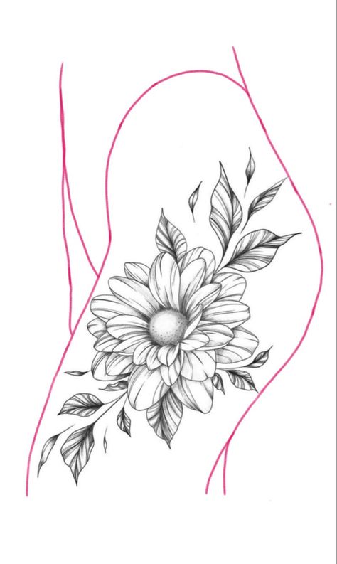 Thigh Cuff Tattoo Stencil, Thigh Tattoos Floral, Hip Tattoo Stencil, Sunflower And Lily Tattoo, Thigh Tattoos Women Stencil, Hibiscus Tattoo Stencil, Sunflower Hip Tattoo, Lily Tattoo Stencil, Sunflower Tattoo Stencil