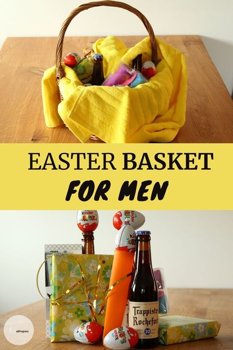 How to make an Easter basket for adult? It’s actually very simple- you could do a traditional one or go pick a color. Click to see my examples for DIY Easter baskets for men and women? #Easter #Easter_Basket_for_Adults #Dadprogress Easter Baskets For Men, Husband Easter Basket, Mens Easter Basket, Make An Easter Basket, Diy Easter Baskets, Simple Easter Baskets, Unique Baskets, Homemade Easter Baskets, Adult Easter Baskets