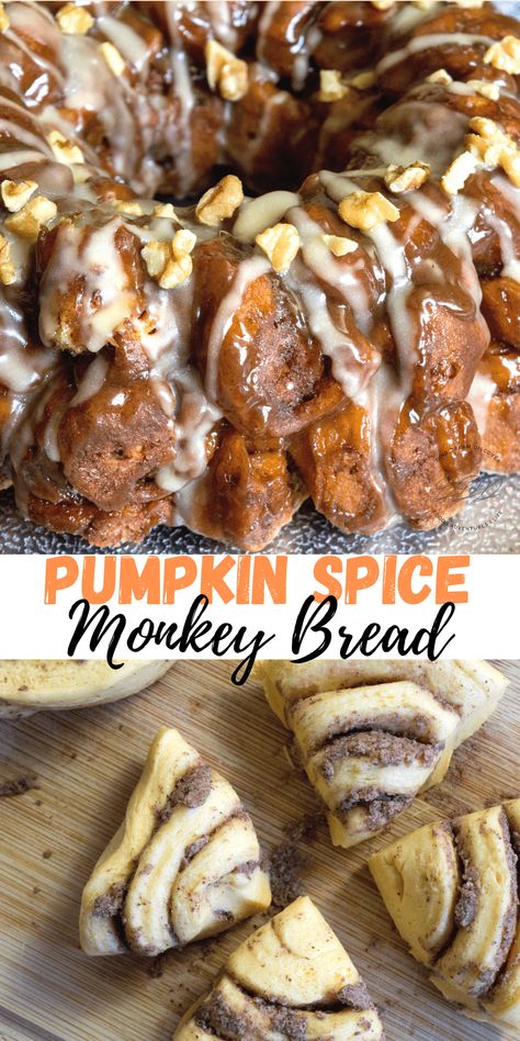 Pumpkin Monkey Bread Recipe, Pumpkin Spice Monkey Bread, Biscuit Monkey Bread, Pumpkin Monkey Bread, Monkey Bread Recipe Easy, Bake Sale Treats, Monkey Bread Recipe, Pumpkin Bread Easy, Pumpkin Dishes