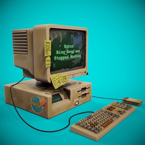 Stylized old PC, Jonathan Breeschooten on ArtStation at https://www.artstation.com/artwork/28Ybgg 3d Art Styles, Computer Homescreen, Blender Sculpt, Old Pc, Stylized 3d, Computer Center, Old Computer, Concept Art Tutorial, Desktop Design