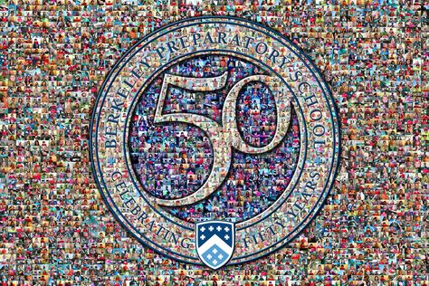 School 50th Anniversary Logo Photo Mosaic designed by Picture Mosaics Design Team 40th School Anniversary Ideas, 150 Years School Celebration, 125th Anniversary Celebration, 50th Anniversary School Celebration, School 50th Anniversary Ideas, 100 Year School Anniversary, School Anniversary Ideas, School Anniversary Celebration Ideas, Company Anniversary Ideas