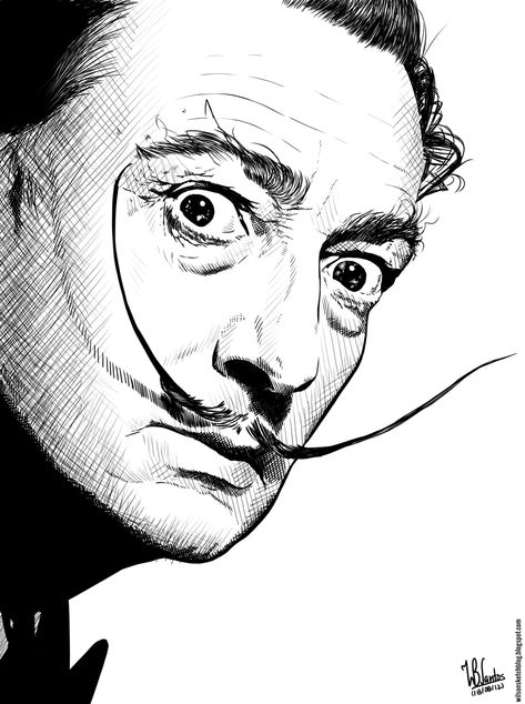 Salvador Dalí (Ink drawing) - Wilson's Sketch Blog Salvador Dali Photography, Salvador Dali Drawing, Mask Draw, Dali Tattoo, Salvador Dali Paintings, Salvador Dali Art, Dali Paintings, 심플한 그림, Dali Art