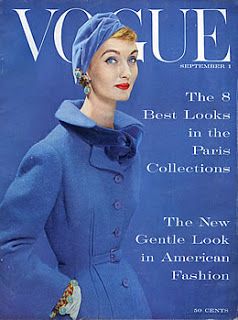 Sept 1954 Vogue, Evelyn Tripp Vintage Vogue Covers, Vogue Magazine Covers, Vogue Archive, Velvet Scarf, Fashion Magazine Cover, Vogue Us, Fashion Cover, Blue Tweed, Vogue Covers