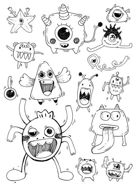 Monster Eyes Drawing, Cute Monster Doodles, Monster Drawing Sketches, Easy Monster Drawing, Monster Doodles, Cute Monsters Drawings, Doodle Monster, Doodle Art For Beginners, Monster Cartoon