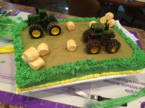 Tractor cake farm cake grooms cake Chocolate Tractor Cake, Tractor Cake Diy, Number 4 Tractor Cake, Diy Tractor Cake, Combine Cakes For Boys, Tractor Farm Cake, Tractor Themed Cake, Tractor Cake Ideas, Farmer Cake For Men