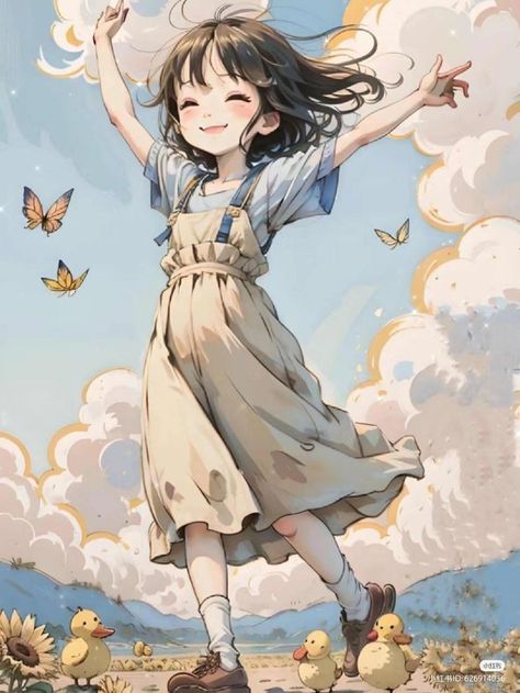 Classic Anime Style Classic Anime Style, Girl In Nature, Whimsical Art Journal, Classic Anime, Girly Wall Art, Illustration Art Girl, Digital Art Anime, Art And Illustration, Girls Cartoon Art