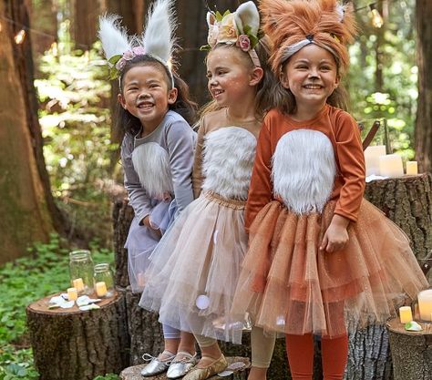 Woodland Princess Costume, Woodland Party Costume, Teddy Bear Costume Diy, Woodland Creatures Costume, Woodland Family Costumes, Woodland Halloween Costumes, Diy Fox Costume For Kids, Autumn Costume Kids, Woodland Animal Costume