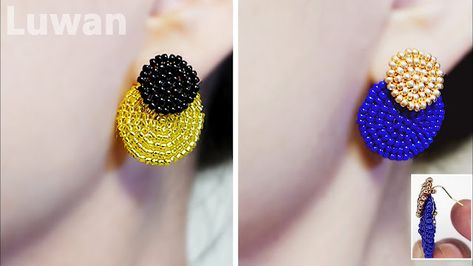 Earring Tutorial Beaded, Beaded Circle Tutorial, Beads Brooch Diy, Beaded Circle Earrings, Diy Beaded Earrings Tutorials, Diy Beaded Earrings, Diy Earrings Materials, Beaded Circle, Beading Earrings