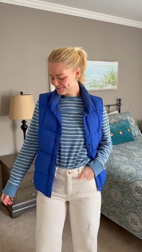 Check out this video My favorite royal blue puffer vest for spring  from Lilly Blue Puffy Vest Outfit, Blue Puffer Vest Outfit, Puffy Vest Outfit, Blue Puffer Vest, Puffer Vest Outfit, Vest Puffer, Boston Clogs, Vest Outfit, Blue Vest