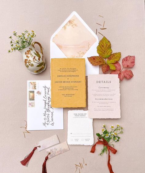 Photo by Sakshi | Papermaker + Designer in Seattle, Washington. May be an image of flower. 2023 Wedding Trends, Wedding Flower Trends, Art Invitation, Envelope Liner, Wedding Theme Colors, Wedding Cocktails, Autumn Vibes, Autumn Landscape, Wedding Shots