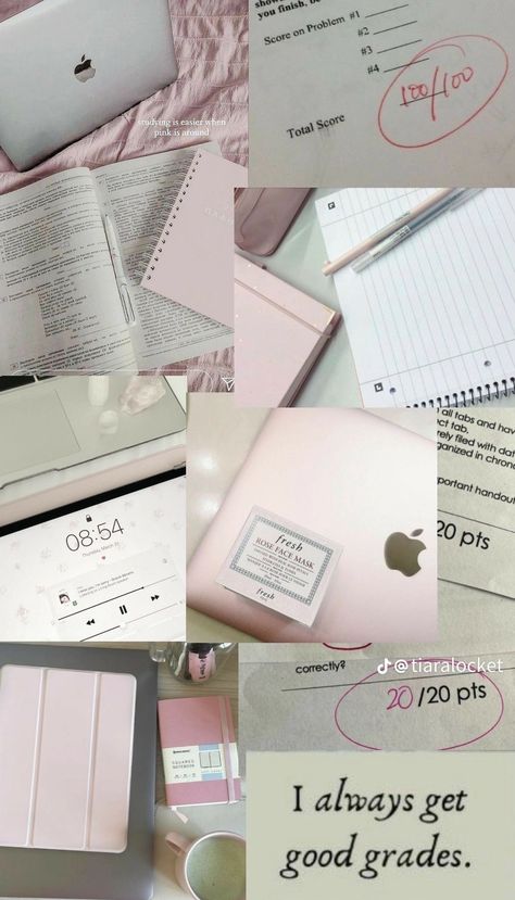 Pink Good Grades Aesthetic, Pink Academia Wallpaper, Pink School Supplies Aesthetic, Pink Study Aesthetic, Pink School Aesthetic, Pink Study, Work It Girl, Romanticize School, Pink Academia