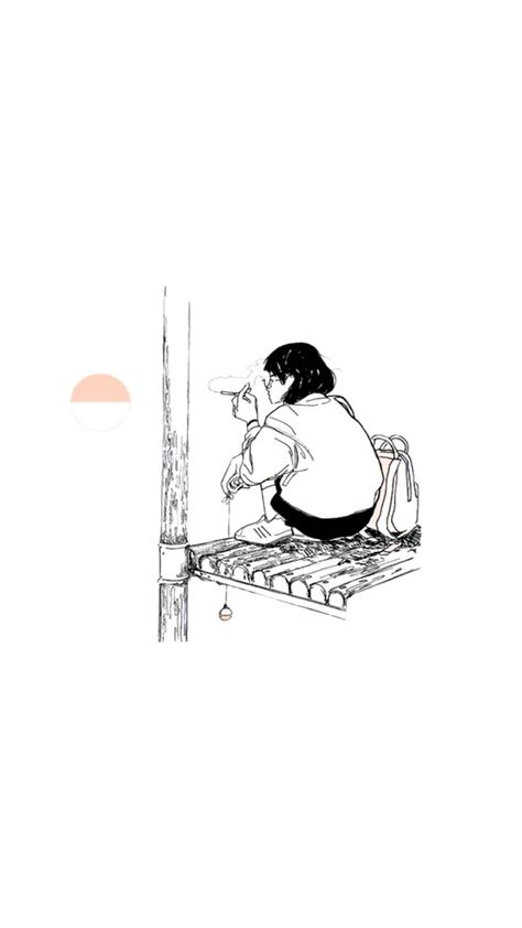 Lofi Tattoo, Aesthetic Lofi Art, Lofi Images, Anime Lofi, Lofi Art, Lo-fi Aesthetic, Minimalist Japanese, Easy Cartoon Drawings, Spine Tattoos