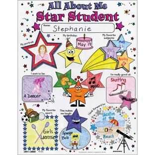 Ready-To-Decorate® All About Me Star Student Posters - 24 posters Star Student Poster, Student Poster, Colorful Bulletin Boards, About Me Poster, All About Me Poster, Student Posters, Star Student, Student Of The Week, Star Of The Week