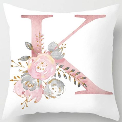 Eanpet Throw Pillow Covers Alphabet Decorative Pillow Cases ABC Letter Flowers Cushion Covers 18 x 18 Inch Square Pillow Protectors for Sofa Couch Bedroom Car Chair Home Decor (K) : Amazon.ca: Home Letter Flowers, Beautiful Alphabet, Letter Cushion, Letter Pillows, Pillow Party, Pink Throw Pillows, Floral Throw Pillow Covers, White Throw, White Throw Pillows