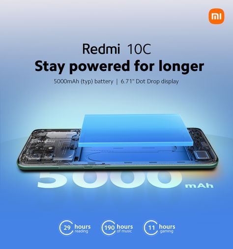 #Redmi10C 5000mAh battery offers longer-lasting power and more consistent runtime. No need to carry around multiple chargers every time you have an outing. Battery Poster, Phone Ads, Math Clock, Pr Campaign, Plane Icon, Redmi 10c, Mobile Battery, Social Media Poster, Mobile Charger