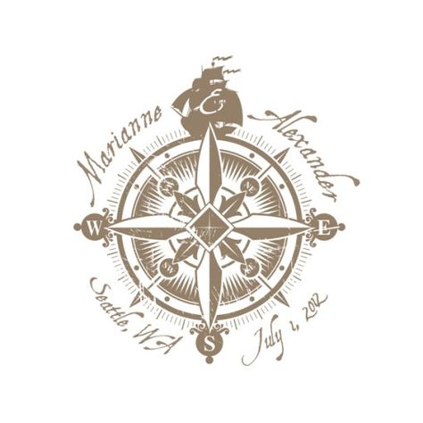 Nautical Wedding Monogram or Business Logo - Compass Rose - Digital File Tattoo With Names, Nautical Compass Tattoo, Compass Wedding, Nautical Logo, Wedding Nautical, Girls With Sleeve Tattoos, Tattoo Board, Nautical Compass, Wedding Planning Guide