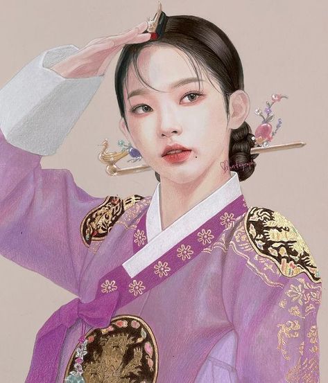 Queen Hanbok, Karina Fanart, Korean Historical Fashion, Hanbok Drawing, Hanbok Art, Korean Illustration, Queen Drawing, Korean Princess, Beautiful Summer Wallpaper