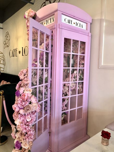 Cafe Lola Las Vegas, Cafe Lola, Pink Toddler Rooms, Salon Concepts, Cream Decor, Studio Kitchen, Phone Booth, Store Design Interior, Cool Cafe