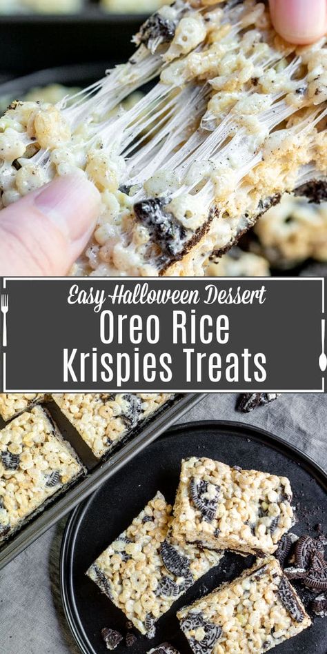 Krispie Treats Ideas, Rice Krispie Treats Ideas, Oreo Rice Crispy Treats, Oreo Krispie Treats, Fun Rice Krispie Treats, Oreo Rice Krispie Treats, Homemade Rice Krispies, Oreo Rice, Halloween Rice Krispie Treats