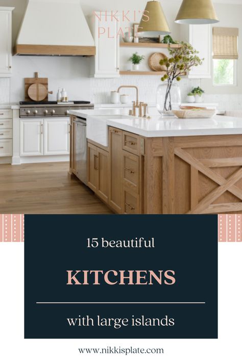 15 Beautiful Kitchens With Large Islands; Here are 15 beautiful kitchens with large islands that provide lots of counter space and an ideal place to socialize. Kitchen Islands With Prep Sinks, 9 Ft Island Kitchen, Kitchen Islands Ideas With Sink, 2 Tier Island Kitchen, Kitchen With Sink In Island Layout, 9 Ft Kitchen Island, Kitchen Island No Seating, Big Kitchen Island Ideas, 9 Foot Kitchen Island