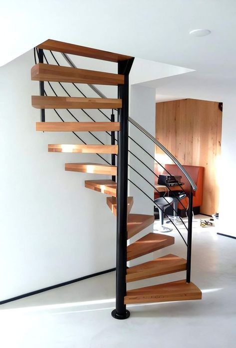 Indoor Staircase Design, Indoor Staircase, سلالم حلزونية, Small Loft Spaces, Spiral Staircase Kits, Space Saving Staircase, Spiral Stairs Design, Staircase Design Ideas, درج السلم