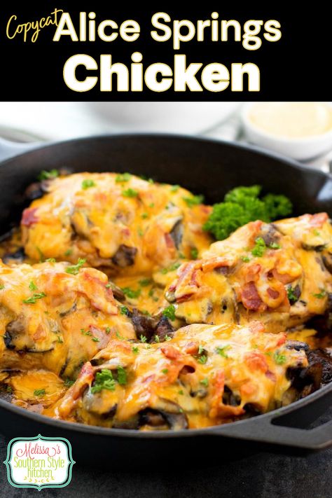 Alice Springs Chicken Alice Springs Chicken, Chicken Breast Recipes Easy, Skillet Recipes, Cast Iron Recipes, Comfort Food Southern, Alice Springs, Favorite Comfort Food, Family Favorite Meals, Cast Iron Skillet