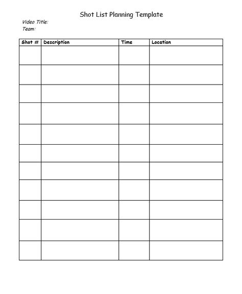 Shot List Planning Template Photo Planner, Planning Template, Video Shoot, Shot List, Film Making, June 3rd, List Template, Film Production, A Pic